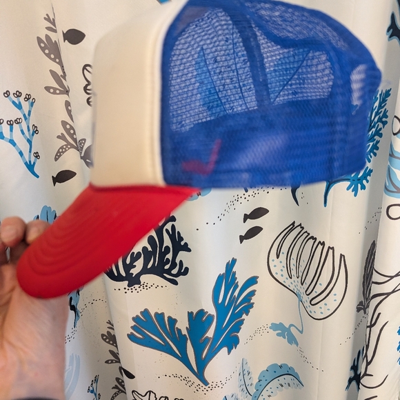 Vintage Pabst Blue Ribbon Red, White + Blue Mesh Snap Back Trucker Hat - Picture 3 of 11